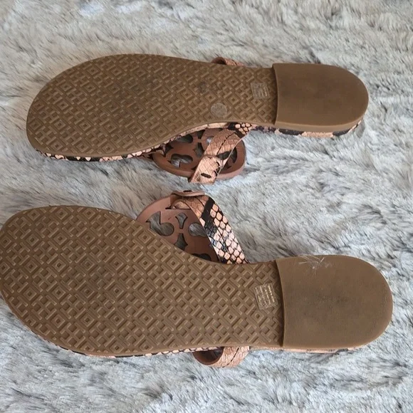Tory Burch Brown/Gold Snake Skin Flip Flops, Womens 7.5, Great Condition - Picture 9 of 9